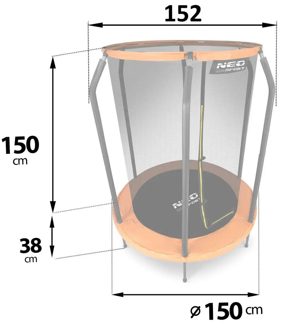 Trambulina cu plasa de protectie Neo-Sport NS-05W240F 152cm (Black/Orange)