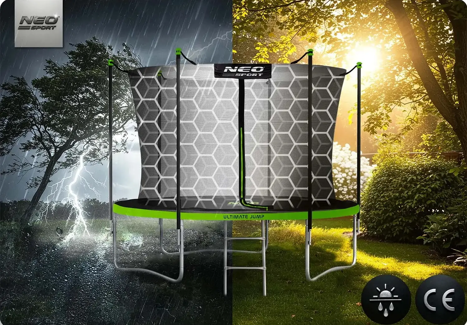 Trambulina cu plasa de protectie Neo Sport NS-06W231 (Green/Black) - 6