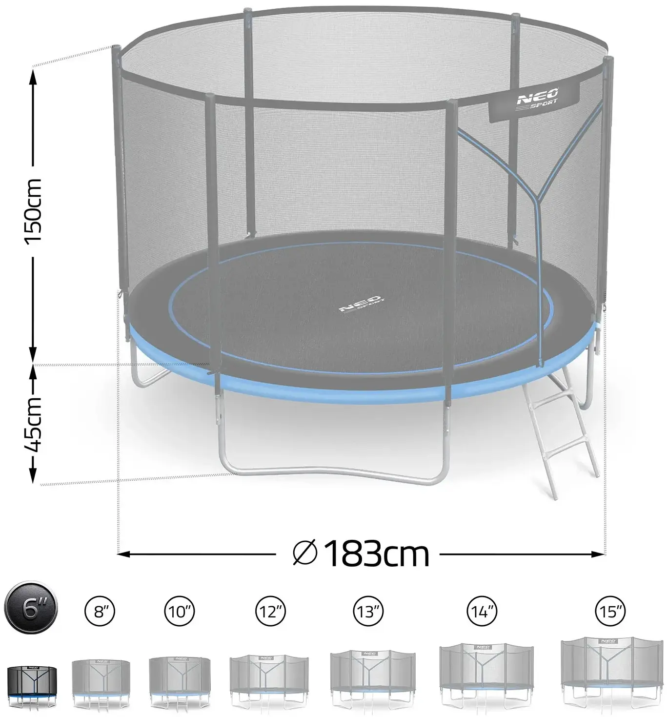 Trambulina cu plasa de protectie Neo Sport NS-06Z221 (Black/Blue) - 3