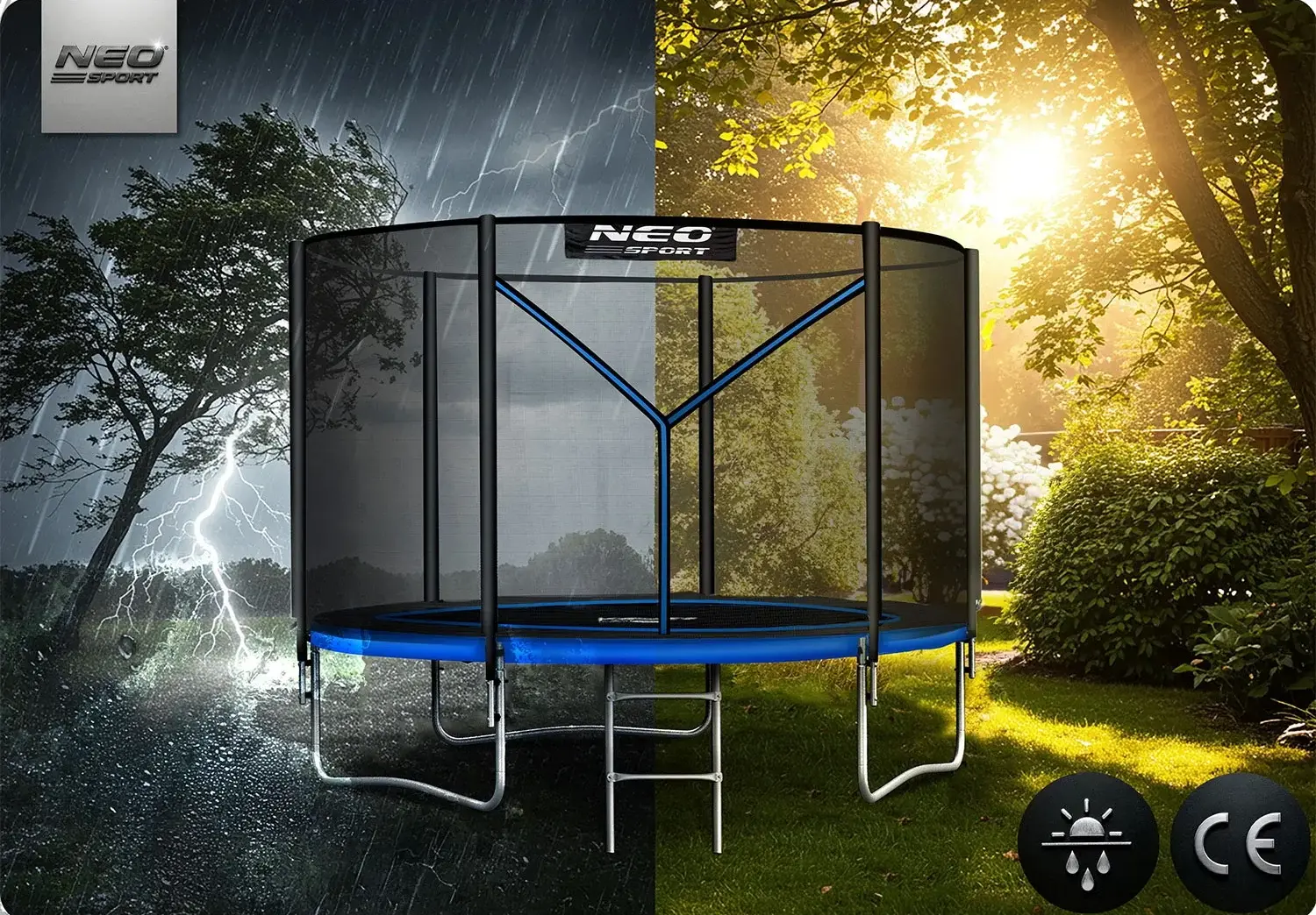 Trambulina cu plasa de protectie Neo Sport NS-06Z221 (Black/Blue) - 8