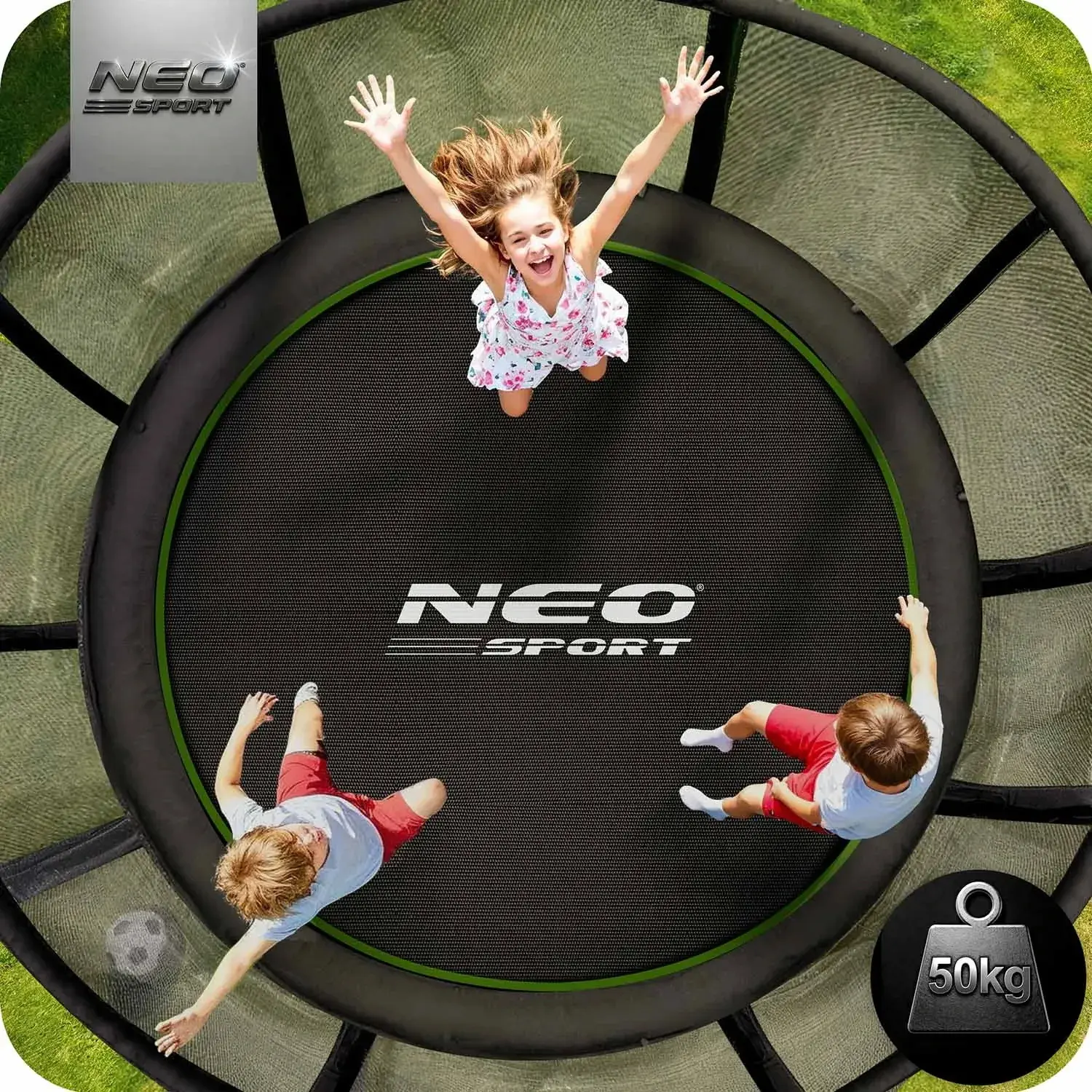 Батут с защитной сеткой Neo Sport NS-06Z231 (Black/Green) - 7