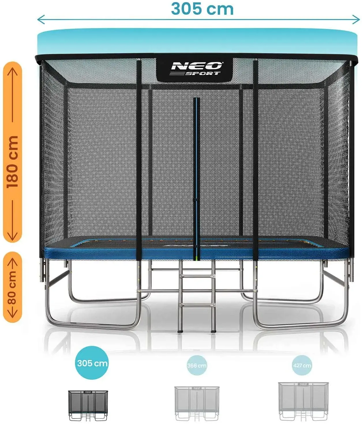 Trambulina cu plasa de protectie Neo Sport NS-07X10Z251 (Black/Blue) - 4