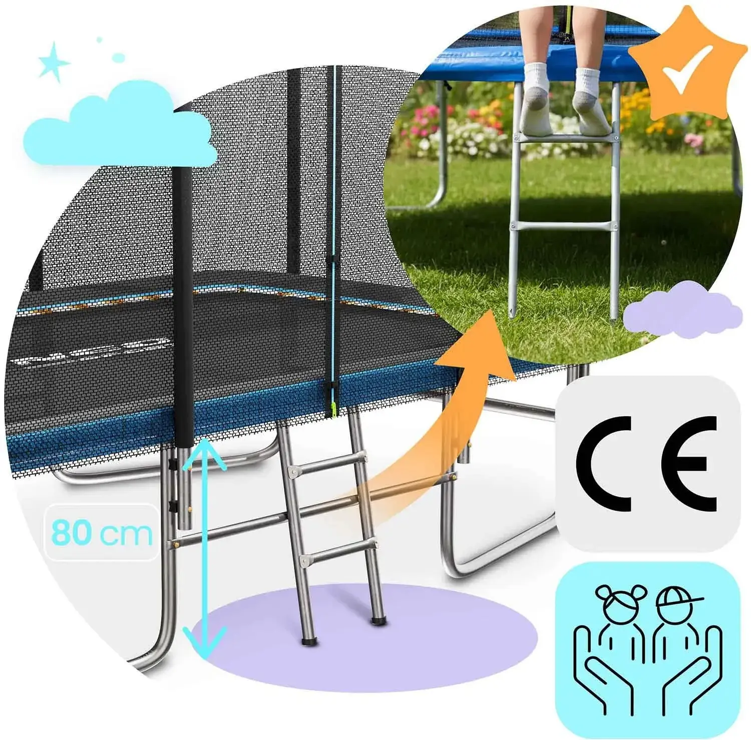 Trambulina cu plasa de protectie Neo Sport NS-07X10Z251 (Black/Blue) - 7