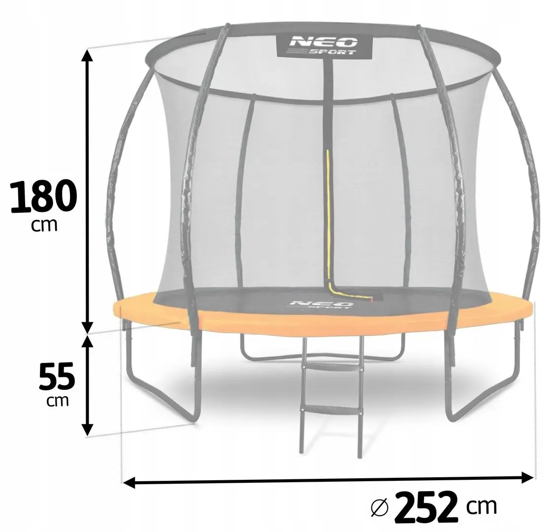 Батут с защитной сеткой Neo Sport NS-08C201 252cm (Orange)