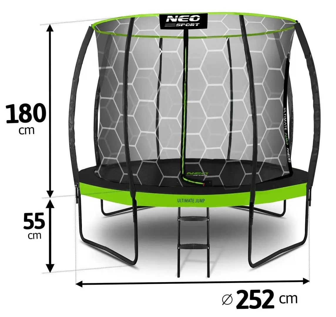 Trambulina cu plasa de protectie Neo Sport NS-08C221 252cm (Green)