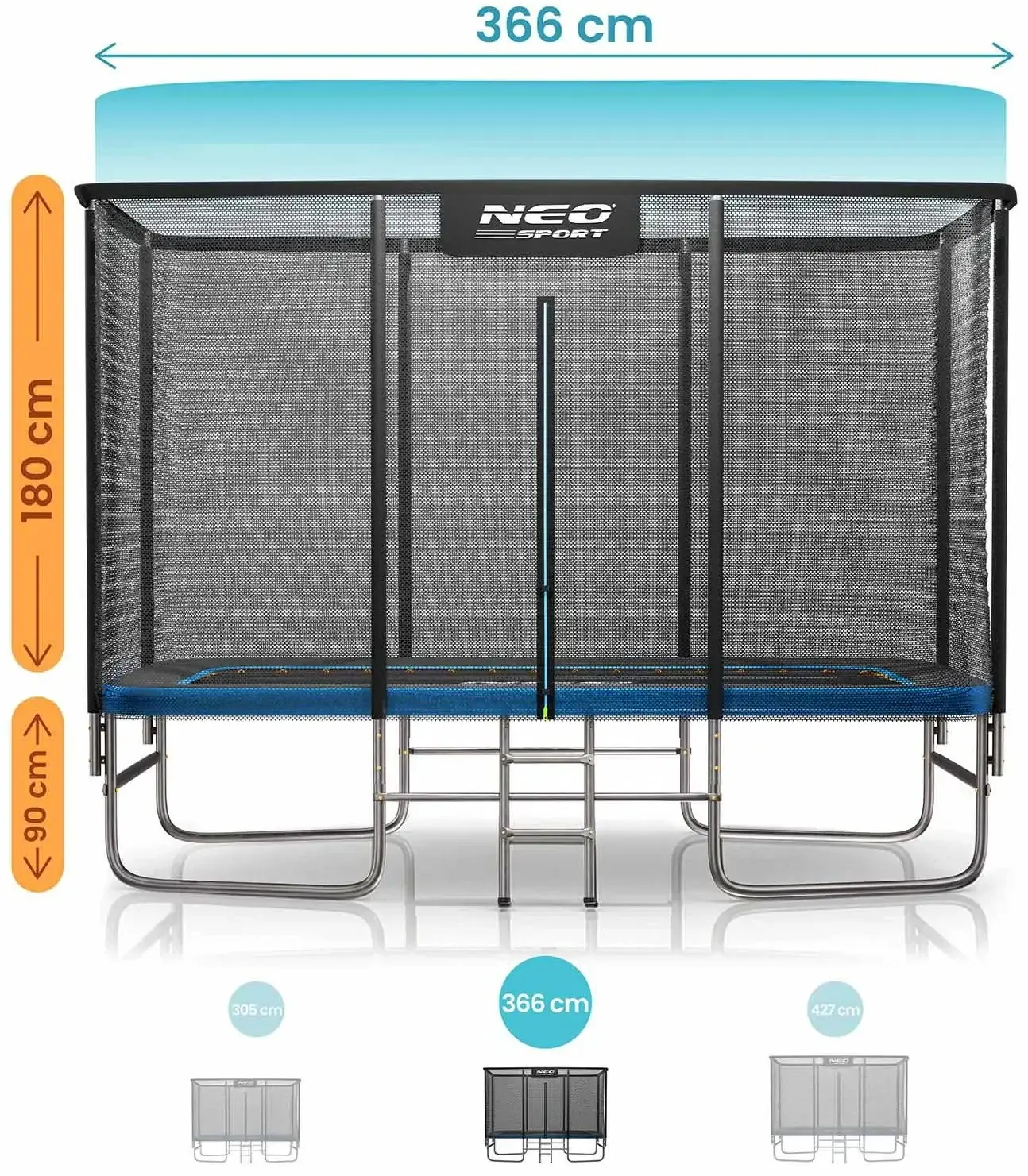 Trambulina cu plasa de protectie Neo Sport NS-08X12Z251 (Black/Blue) - 5