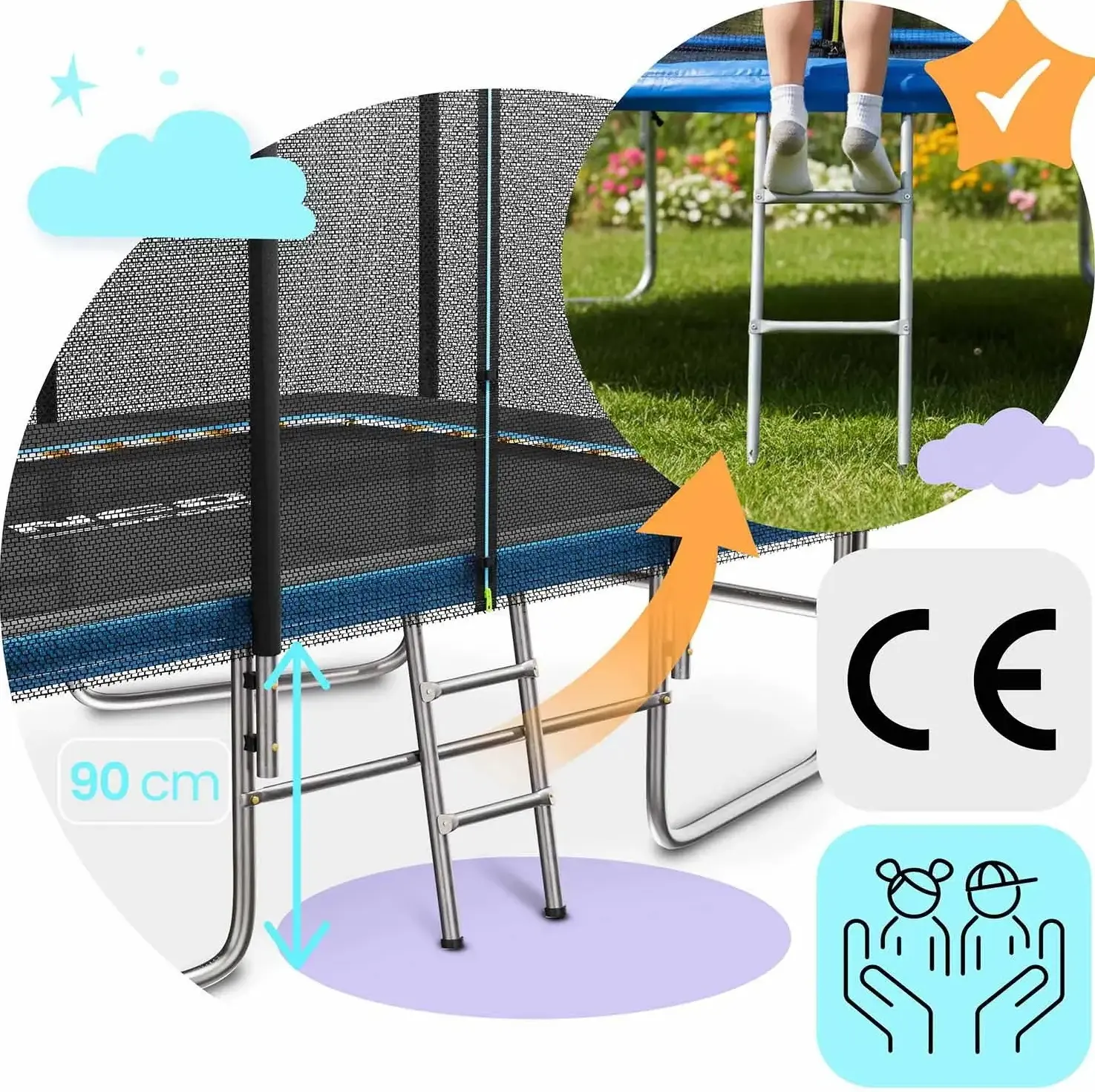 Trambulina cu plasa de protectie Neo Sport NS-08X12Z251 (Black/Blue) - 7