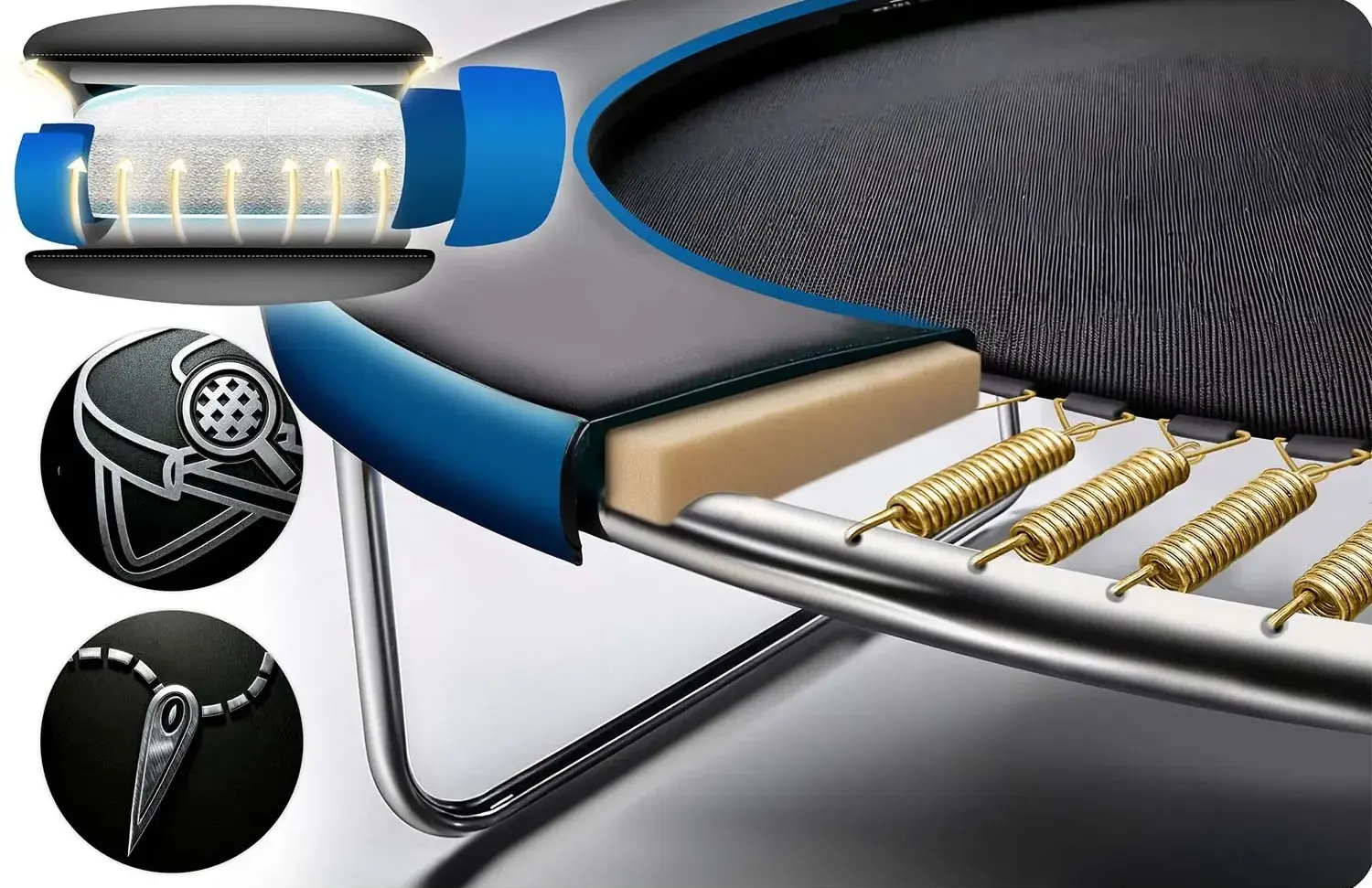 Батут с защитной сеткой Neo Sport NS-08Z221 (Black/Blue) - 13