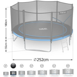 Батут с защитной сеткой Neo Sport NS-08Z221 (Black/Blue) Thumb