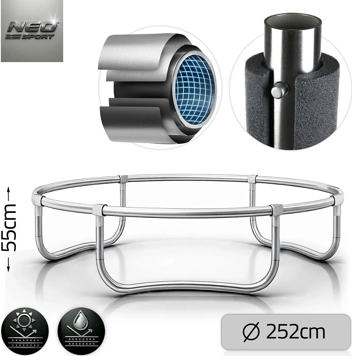 Батут с защитной сеткой Neo Sport NS-08Z221 (Black/Blue) - 4