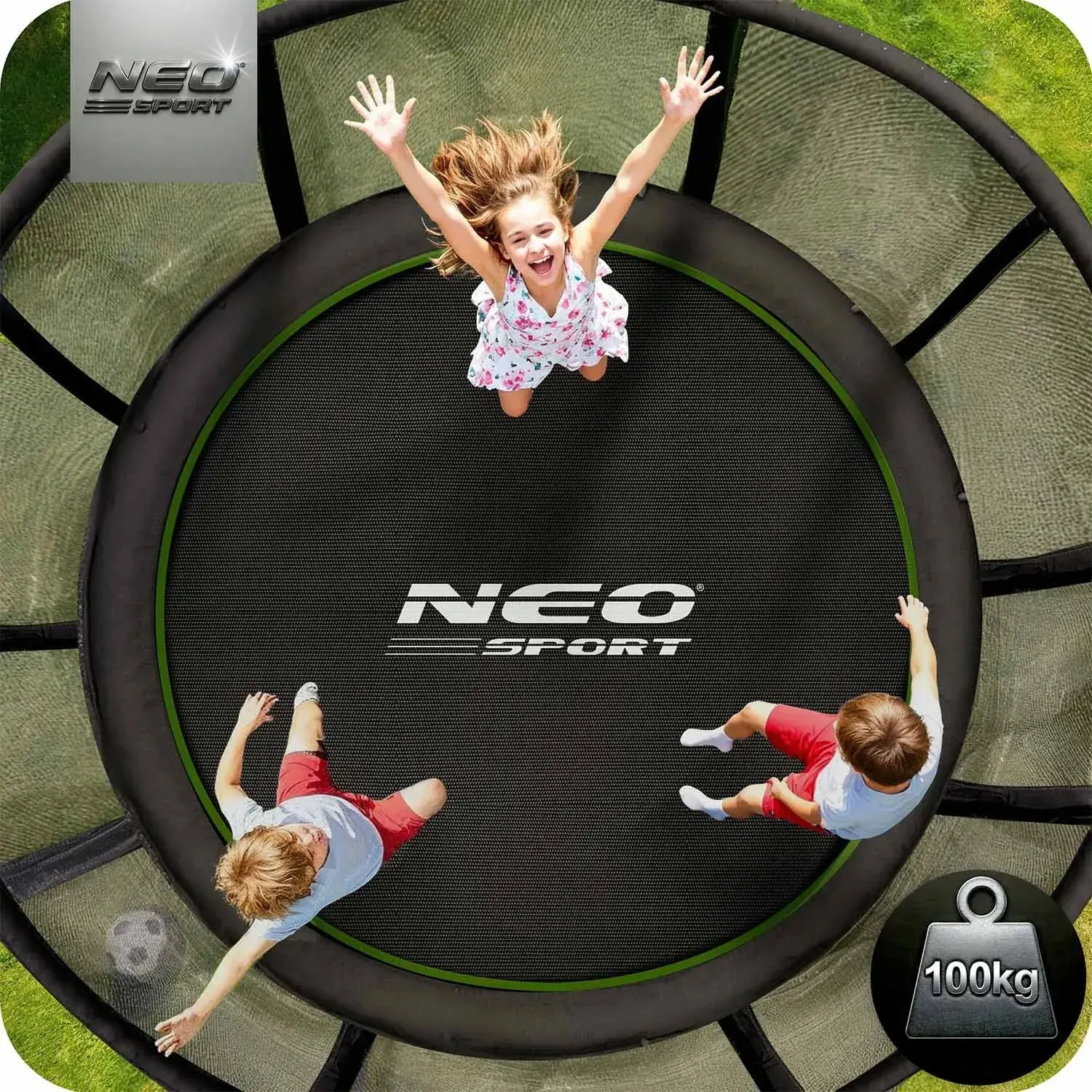 Trambulina cu plasa de protectie Neo Sport NS-08Z231 (Green/Black) - 11