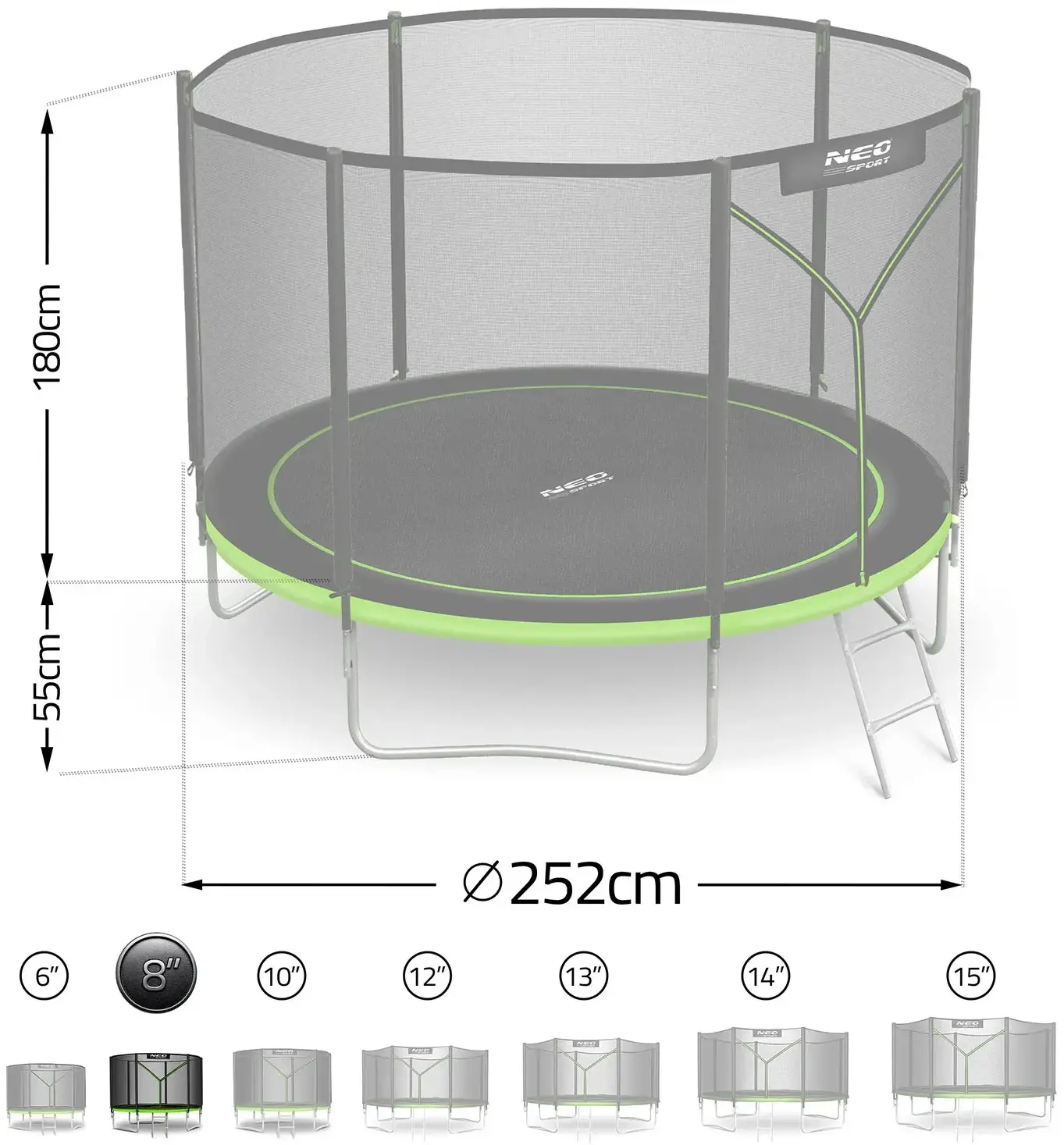 Trambulina cu plasa de protectie Neo Sport NS-08Z231 (Green/Black) - 3
