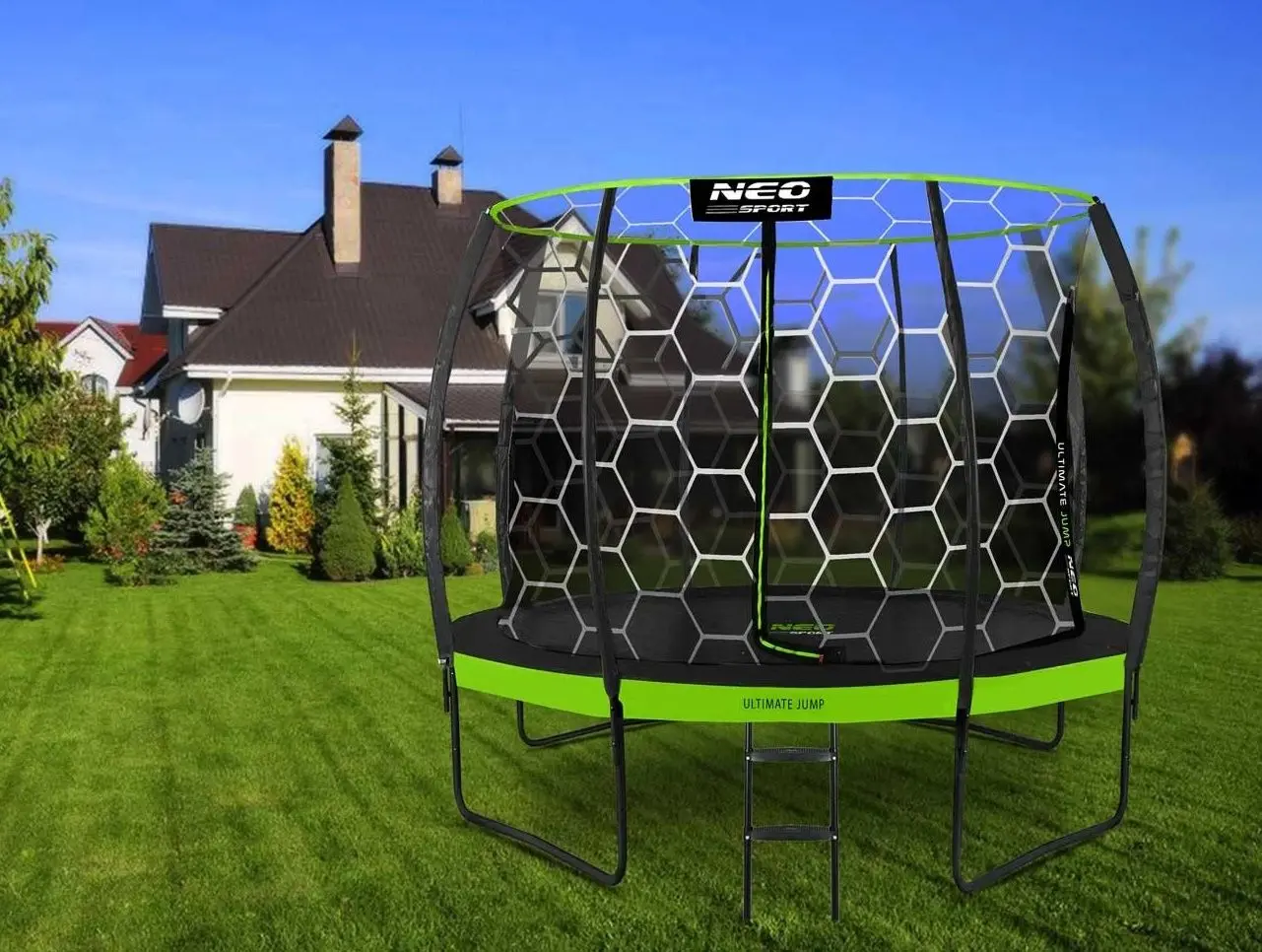 Батут с защитной сеткой Neo Sport NS-10C221 312cm (Green)