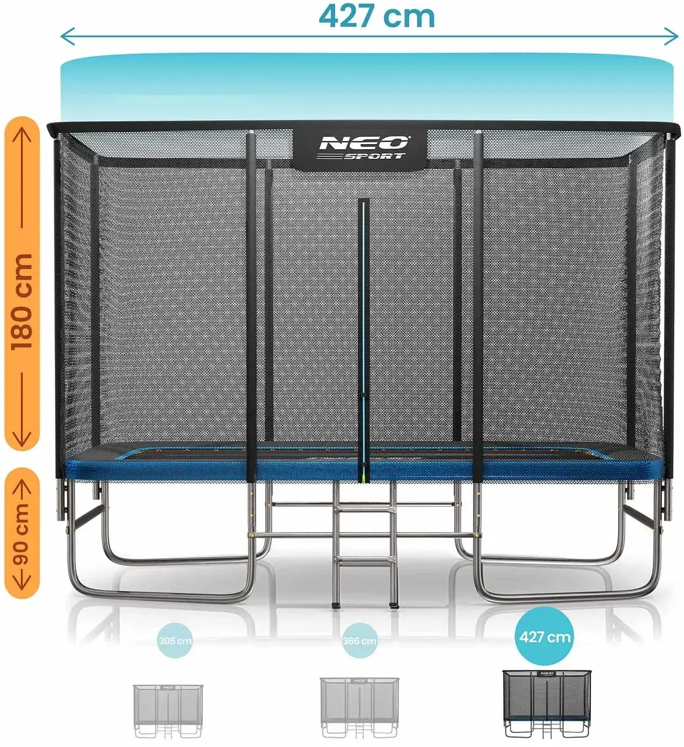 Trambulina cu plasa de protectie Neo Sport NS-10X14Z251 (Black/Blue) - 4