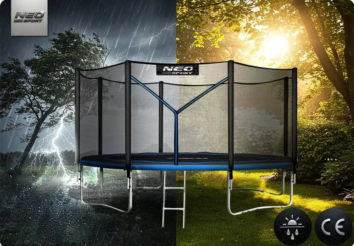 Trambulina cu plasa de protectie Neo Sport NS-10Z221 (Black/Blue) - 9