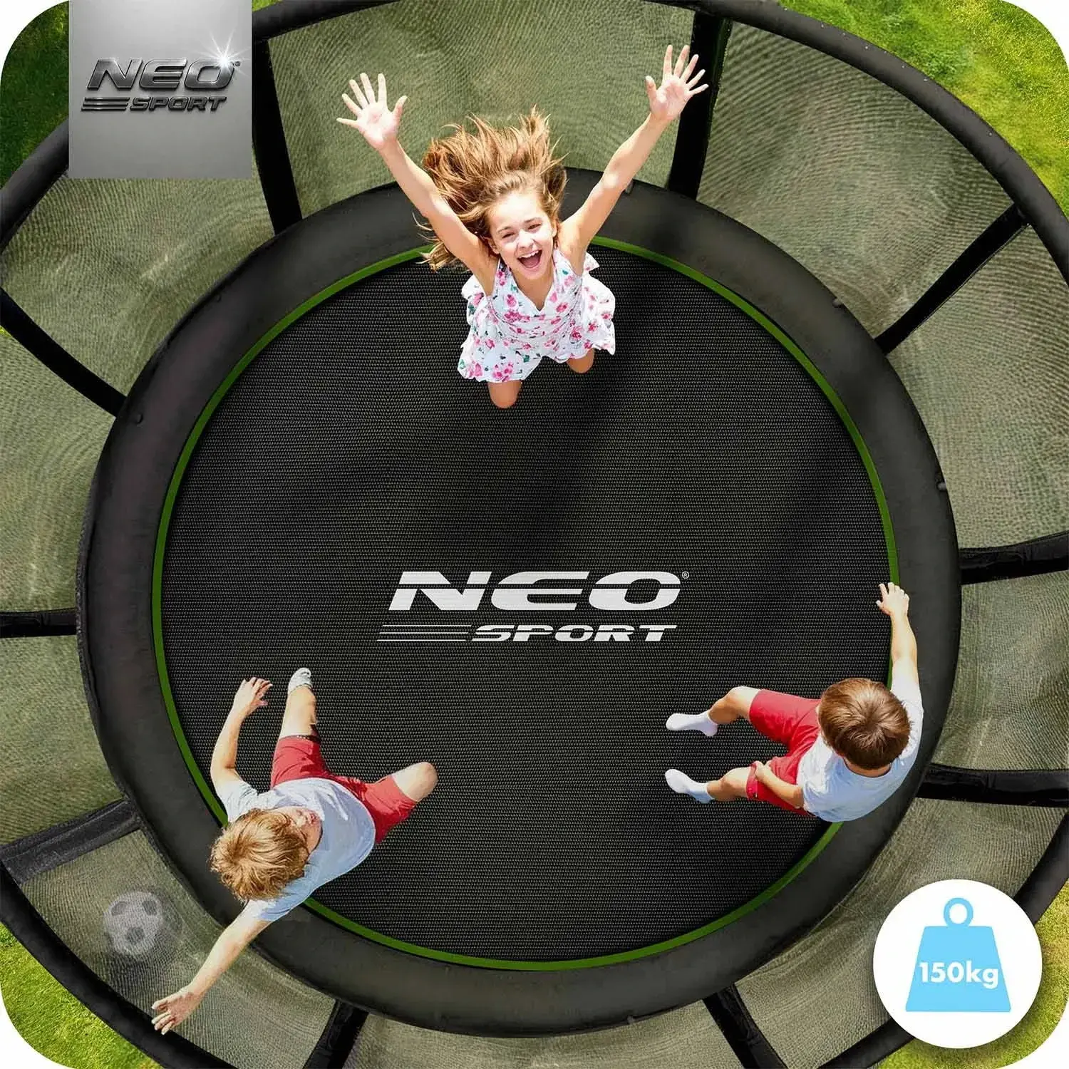 Trambulina cu plasa de protectie Neo Sport NS-10Z231 (Green/Black) - 11