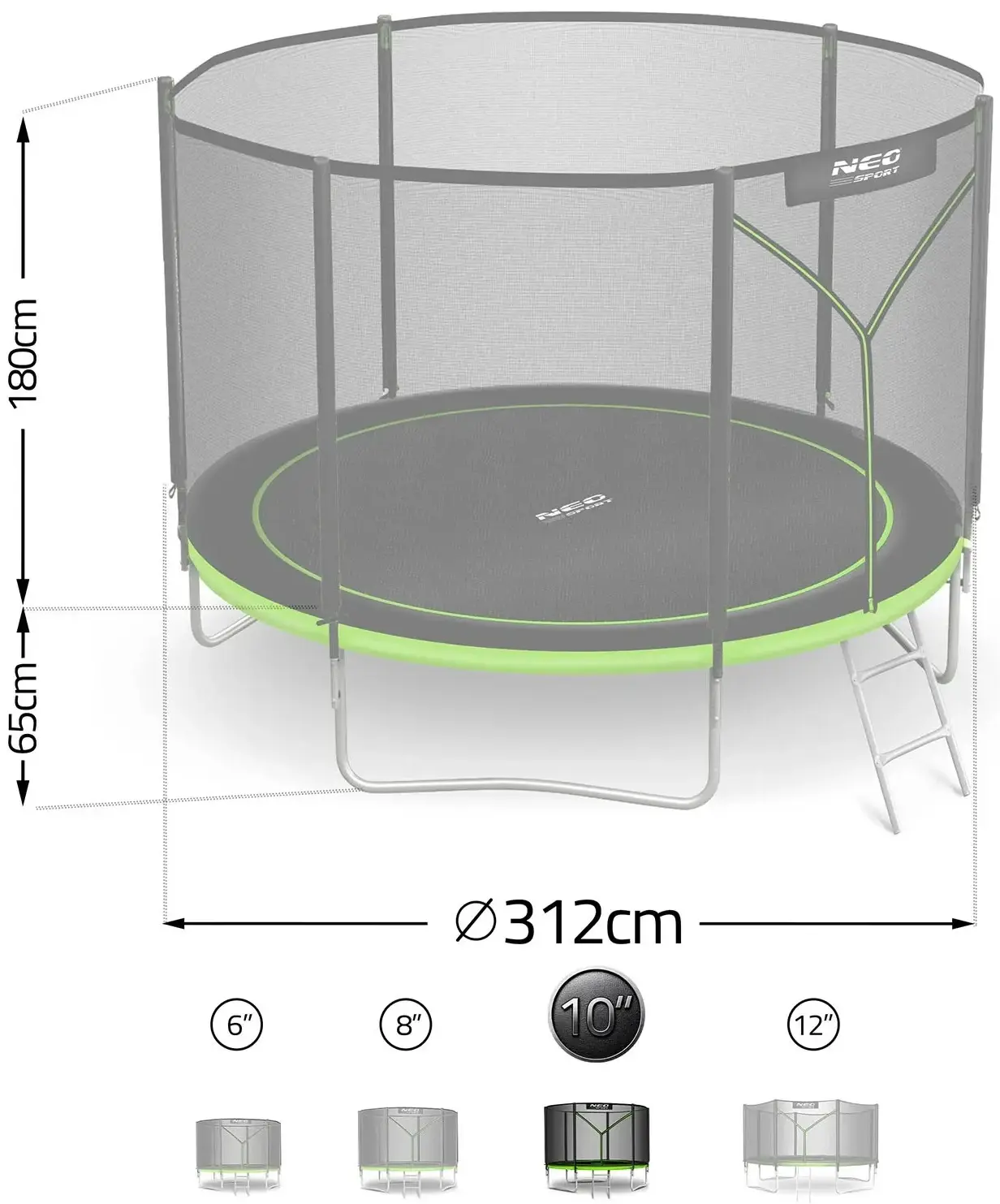 Trambulina cu plasa de protectie Neo Sport NS-10Z231 (Green/Black) - 4