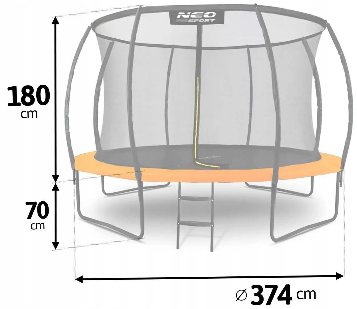 Батут с защитной сеткой Neo Sport NS-12C201 374cm (Orange)