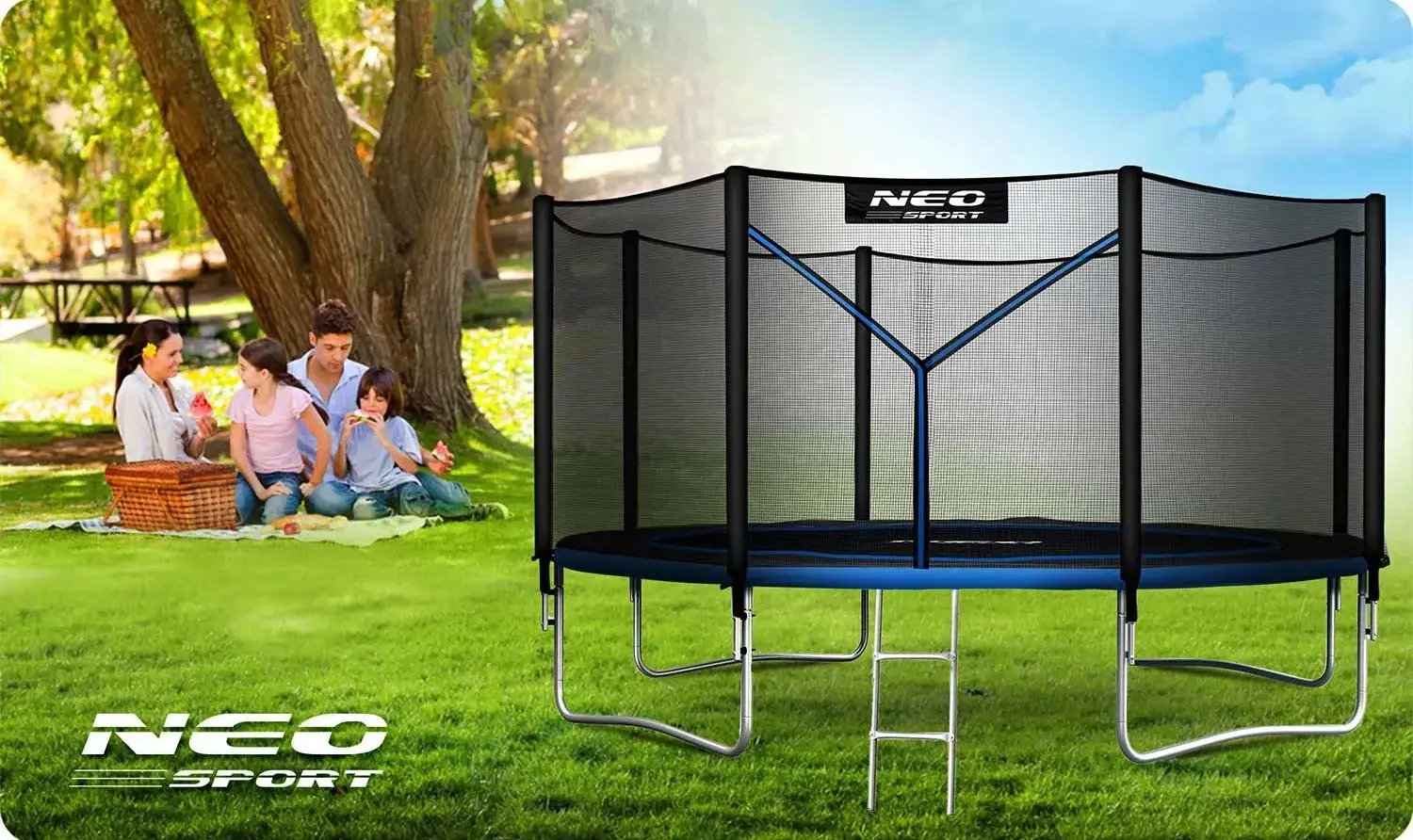 Батут с защитной сеткой Neo Sport NS-12Z221 (Black/Blue) - 6