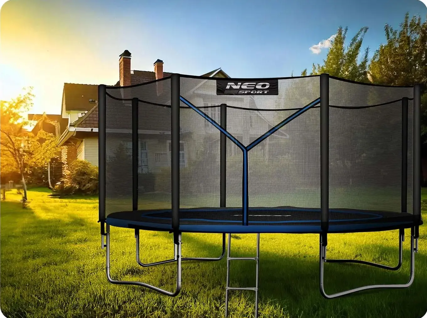 Батут с защитной сеткой Neo Sport NS-12Z221 (Black/Blue) - 7