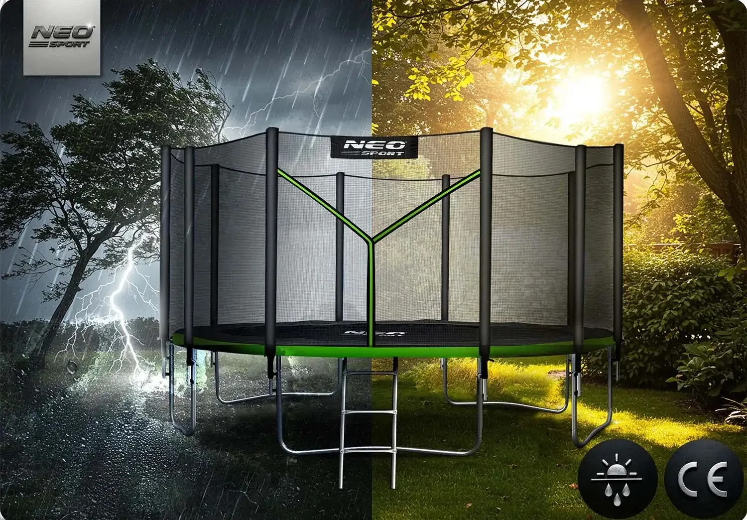 Trambulina cu plasa de protectie Neo Sport NS-12Z231 (Black/Green) - 11