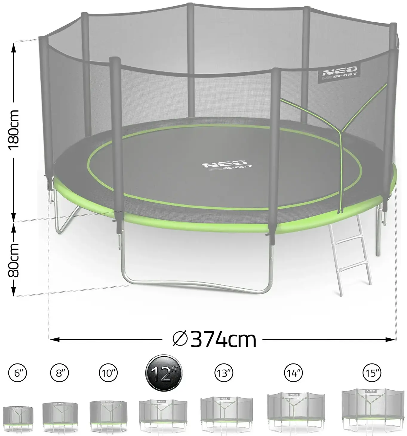 Trambulina cu plasa de protectie Neo Sport NS-12Z231 (Black/Green) - 3