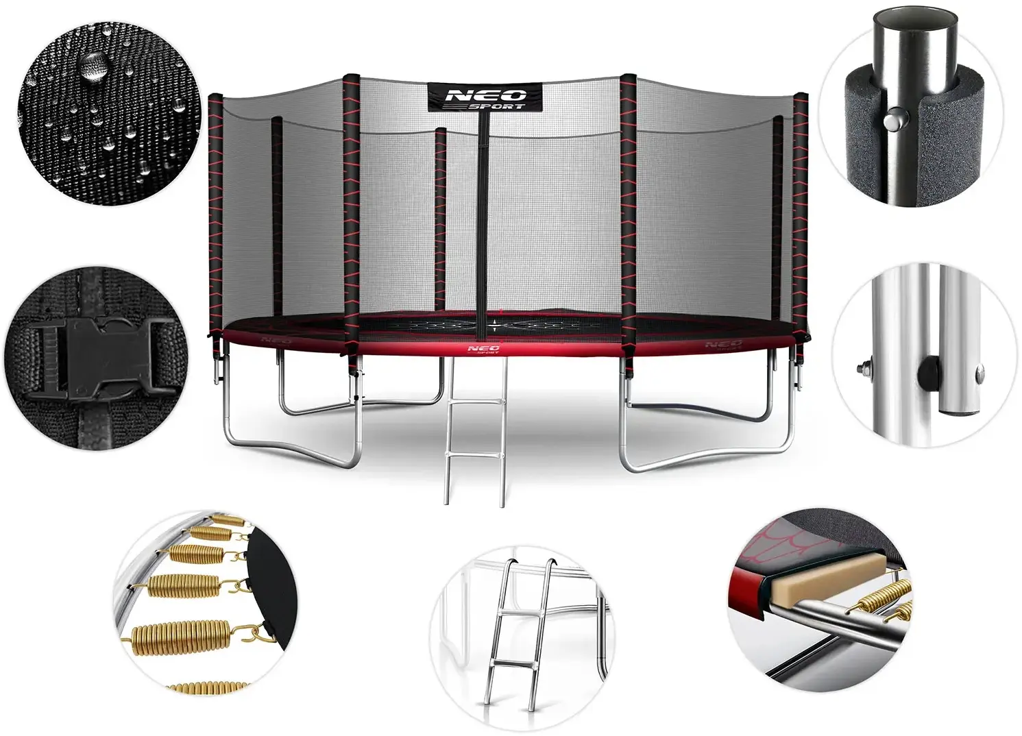 Trambulina cu plasa de protectie Neo Sport NS-12Z241 (Red/Black) - 5
