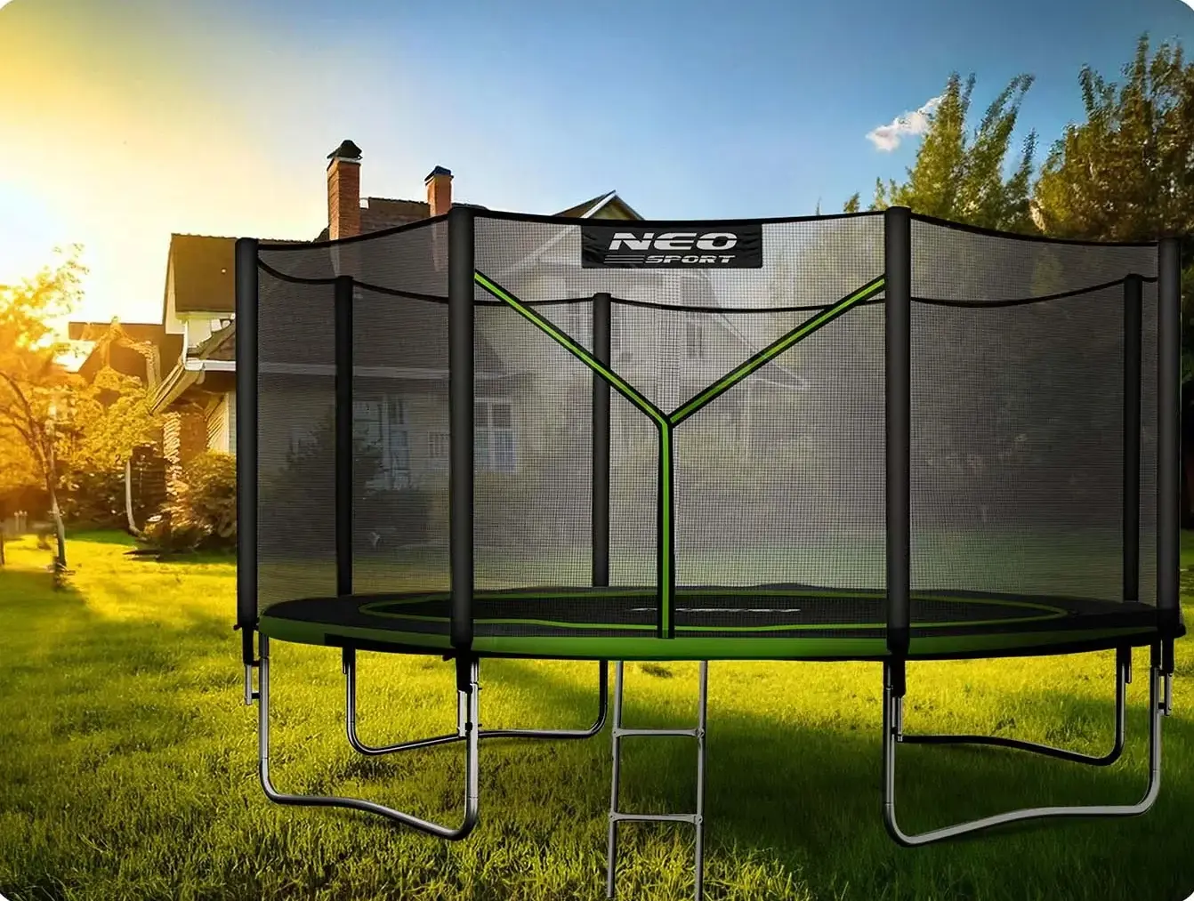 Trambulina cu plasa de protectie Neo Sport NS-13Z231 (Black/Green) - 7