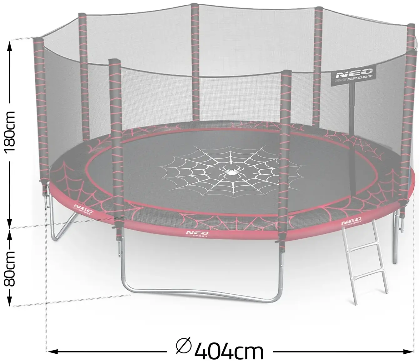Батут с защитной сеткой Neo Sport NS-13Z241 (Black/Red) - 3