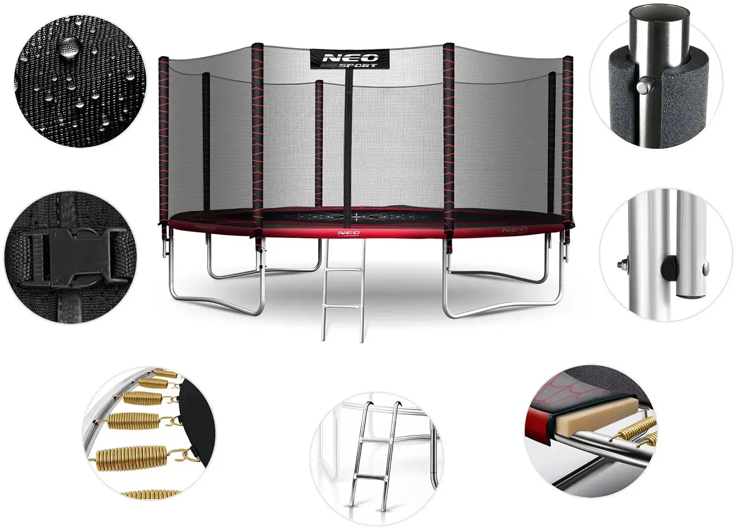 Батут с защитной сеткой Neo Sport NS-13Z241 (Black/Red) - 5