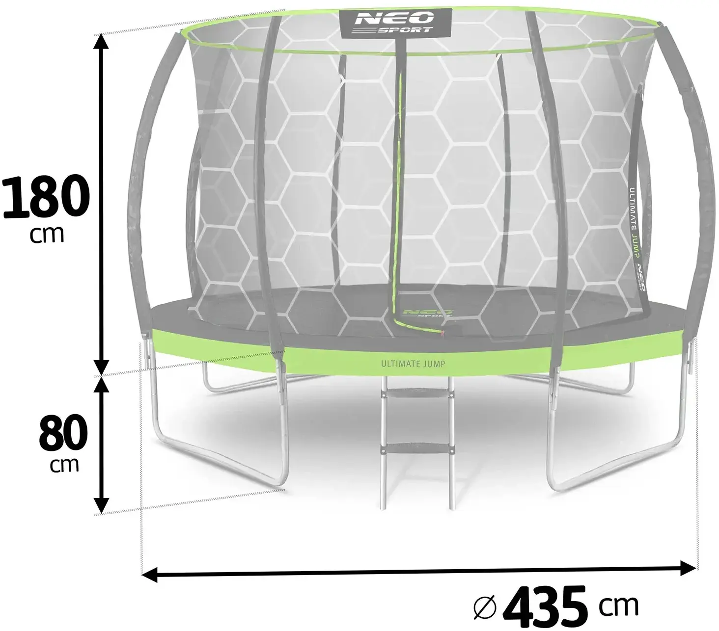 Батут с защитной сеткой Neo Sport NS-14C221 (Black/Green) - 2
