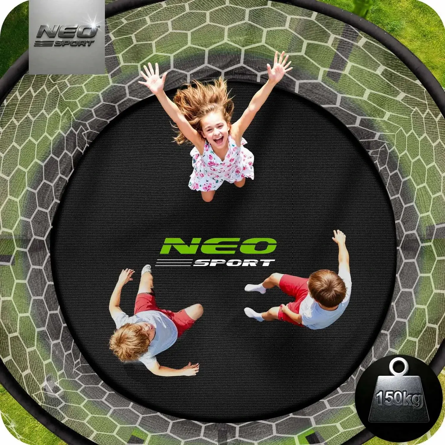 Батут с защитной сеткой Neo Sport NS-14W231 (Black/Green) - 12