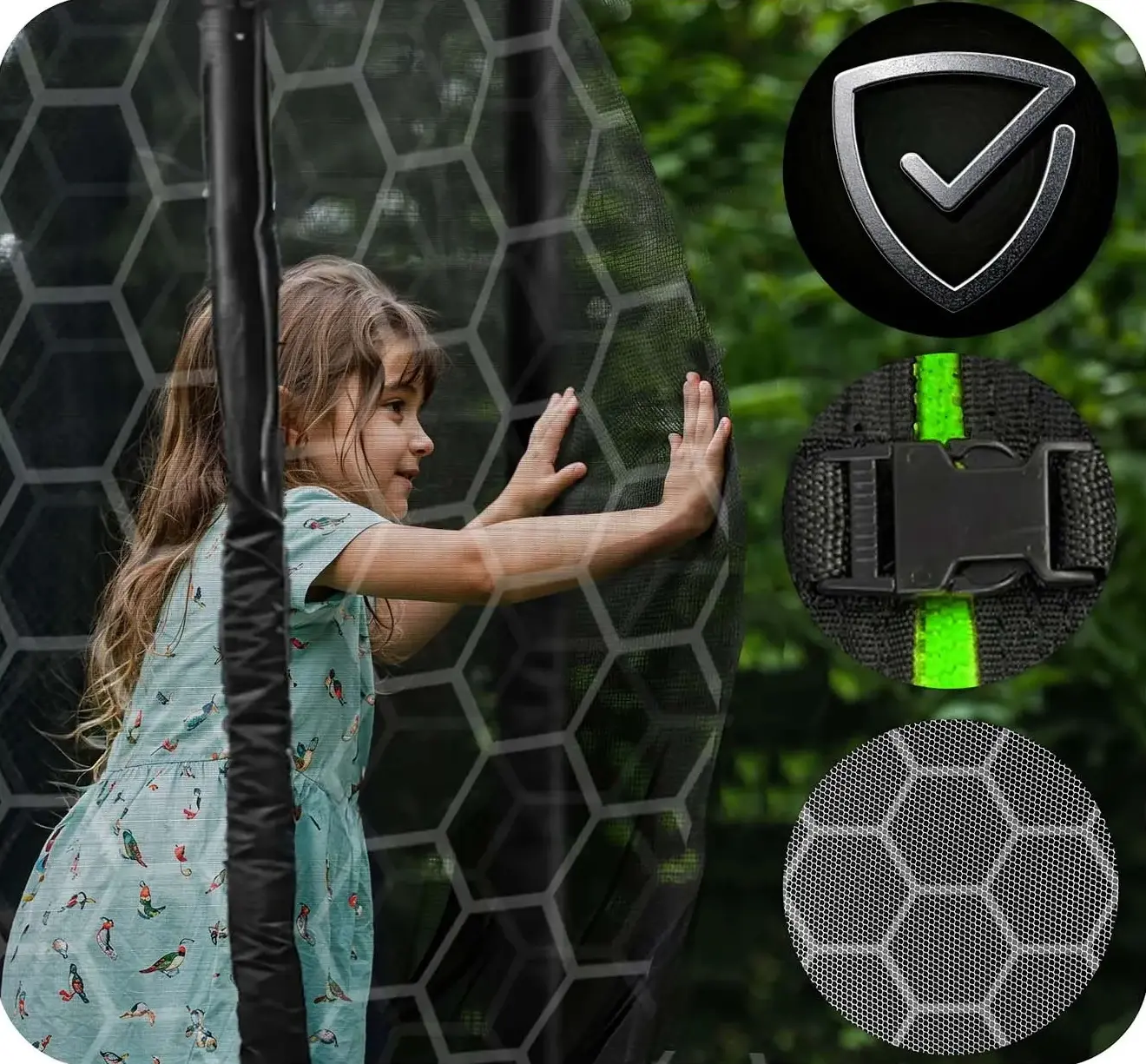 Батут с защитной сеткой Neo Sport NS-14W231 (Black/Green) - 14