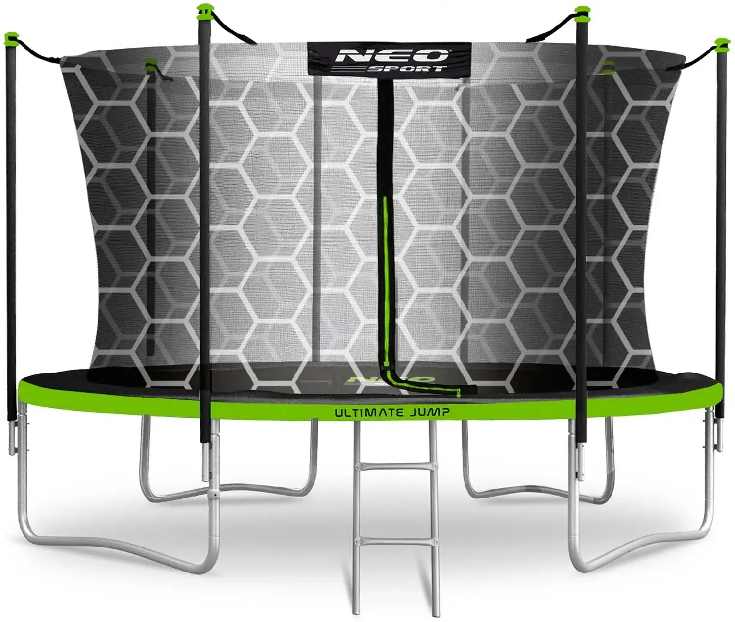 Батут с защитной сеткой Neo Sport NS-14W231 (Black/Green) - 3