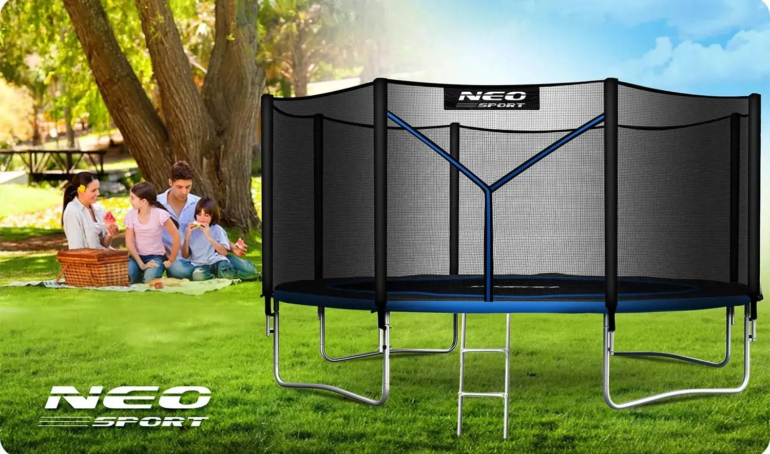 Батут с защитной сеткой Neo Sport NS-14Z221 (Black/Blue) - 7