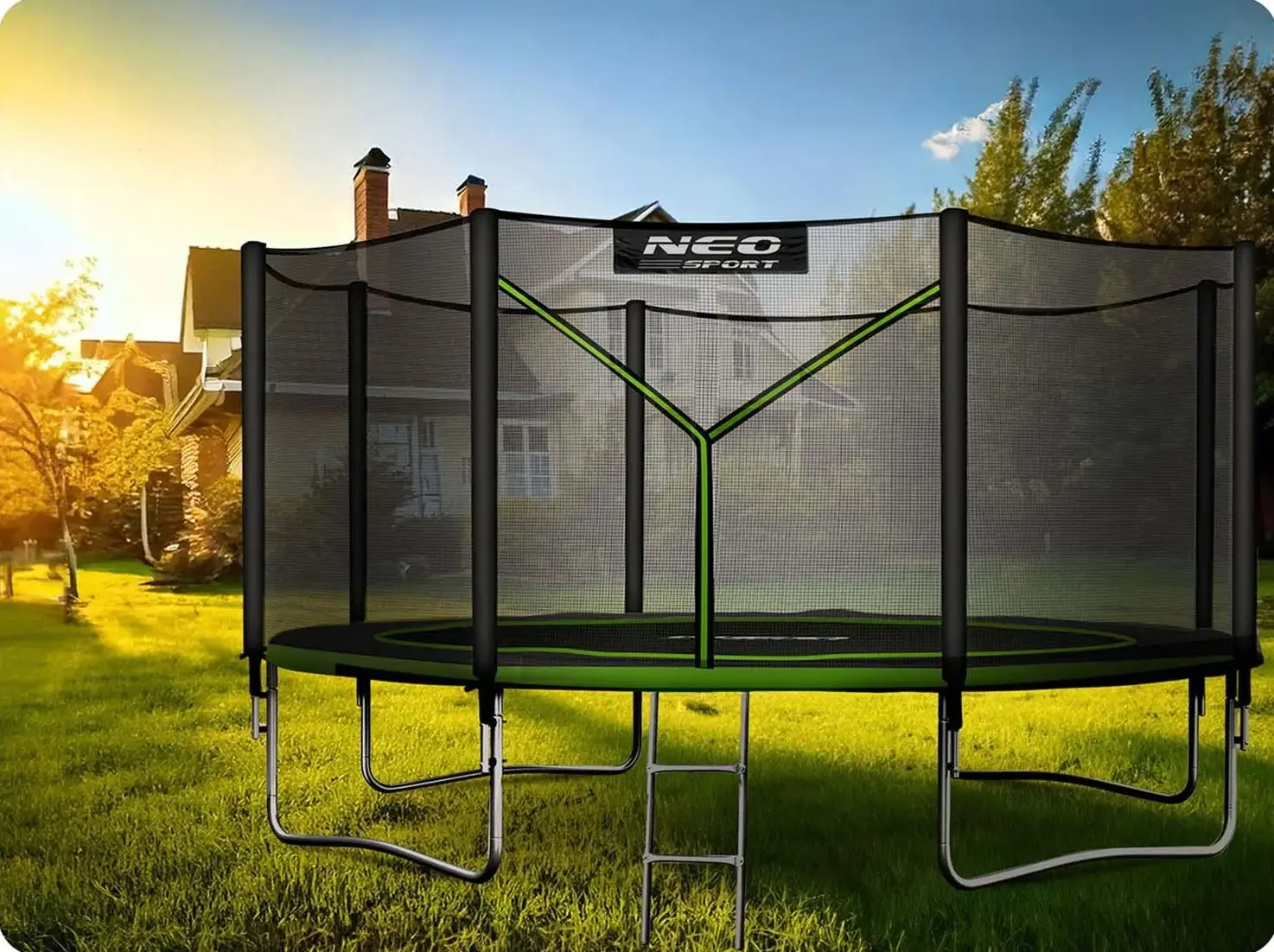 Батут с защитной сеткой Neo Sport NS-14Z231 (Black/Green) - 7