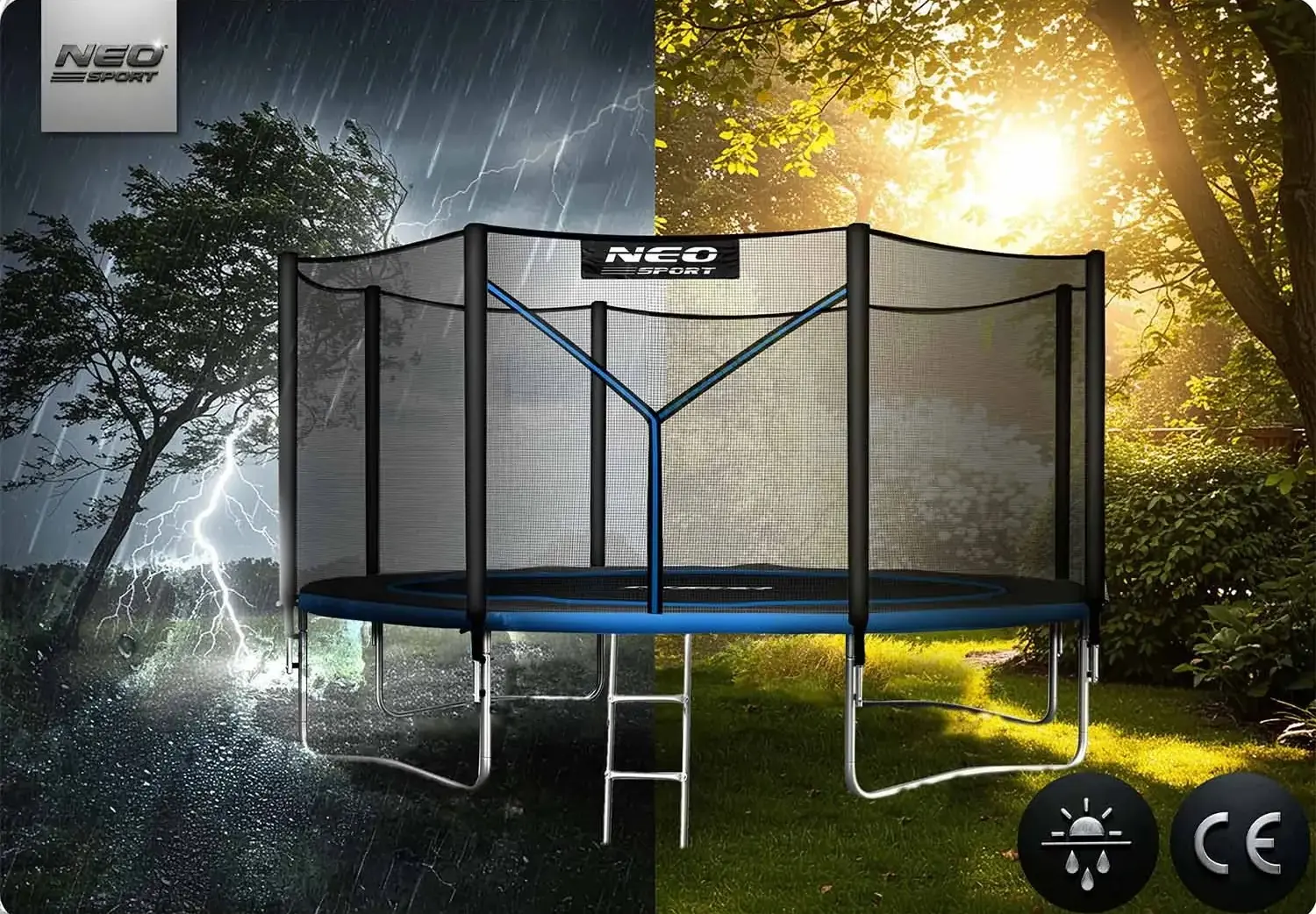 Trambulina cu plasa de protectie Neo Sport NS-15Z221 (Black/Blue) - 12