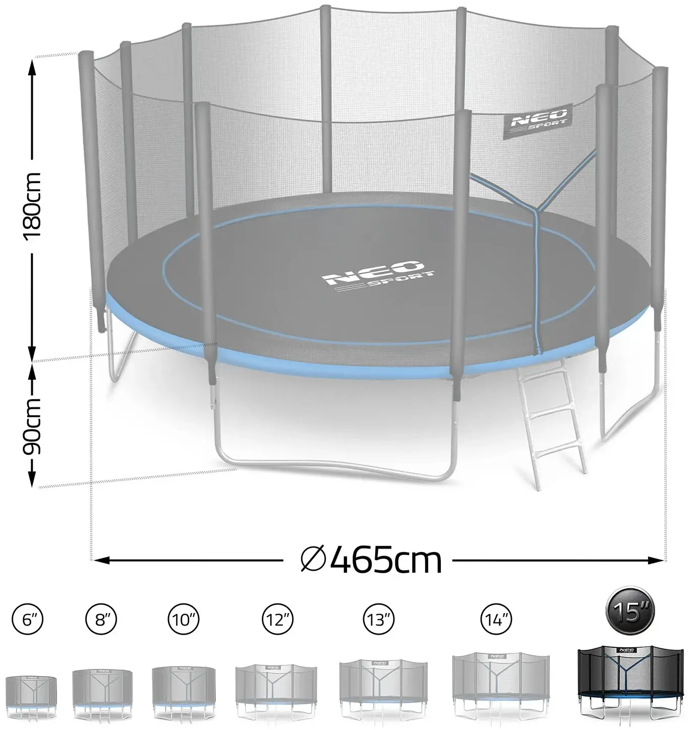 Trambulina cu plasa de protectie Neo Sport NS-15Z221 (Black/Blue) - 3