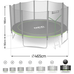 Батут с защитной сеткой Neo Sport NS-15Z231 (Black/Green) Thumb