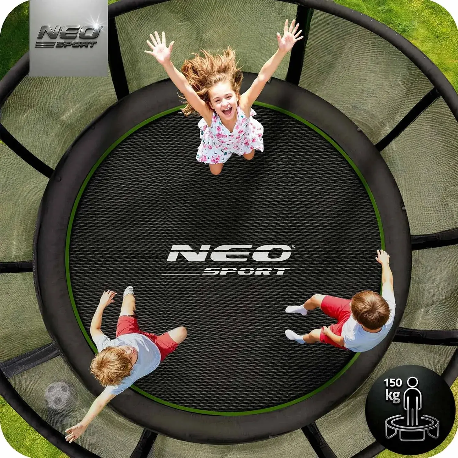 Батут с защитной сеткой Neo Sport NS-15Z231 (Black/Green) - 11