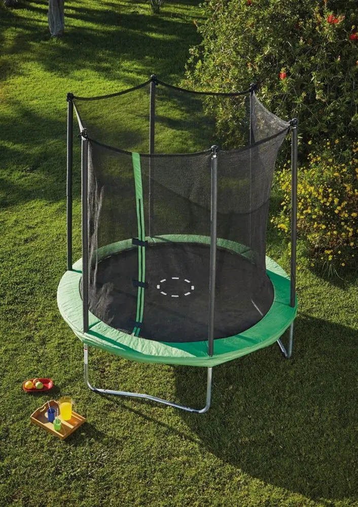 Trambulină cu plasă de protecţie 100619877 366x272 (Black/Green)