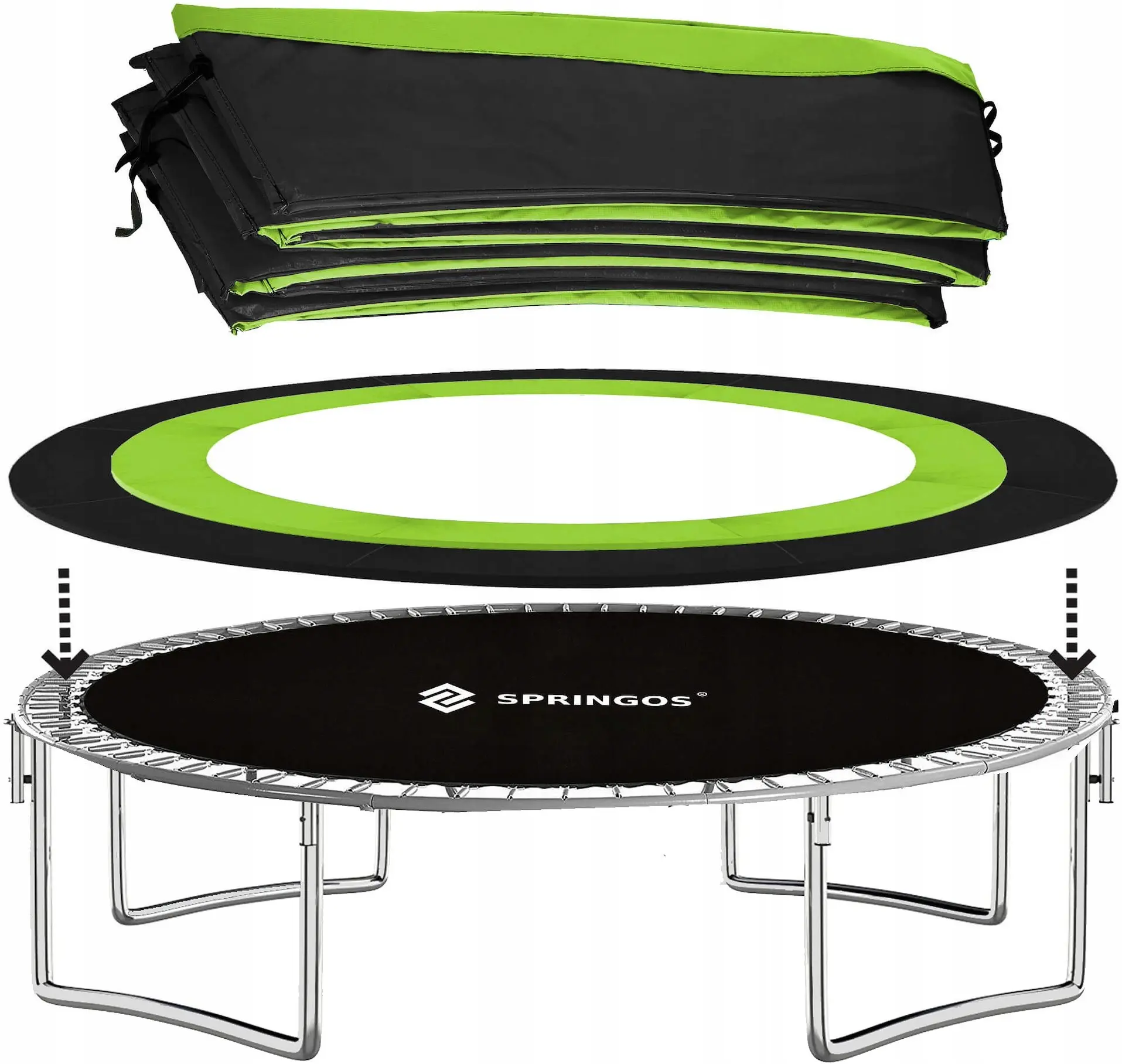 Trambulina cu plasa de protectie Springos TP0020 (Green/Black) - 2