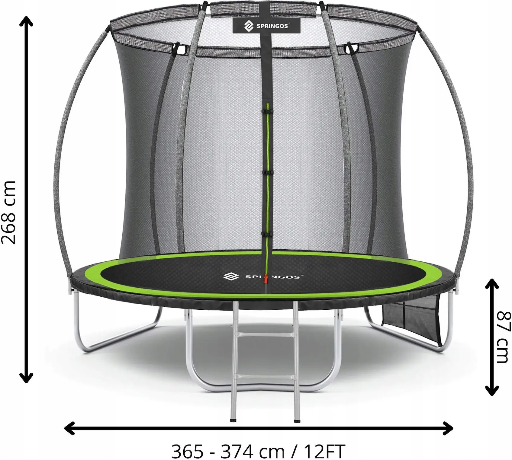 Trambulina cu plasa de protectie Springos TP0020 (Green/Black) - 8