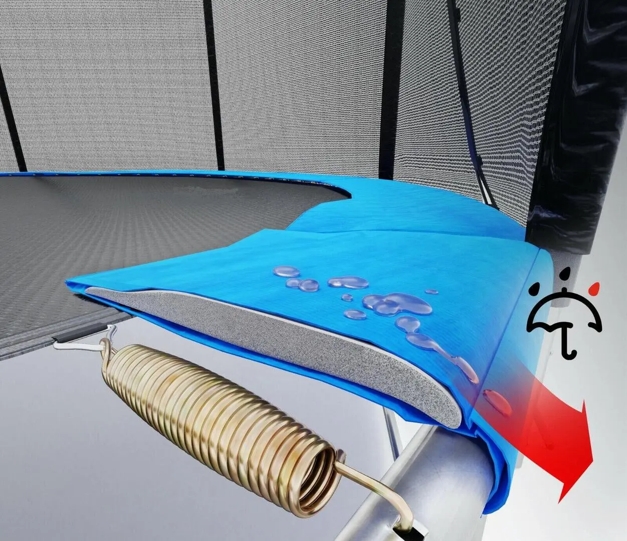 Батут с защитной сеткой Tat FUS188 488см (Black/Blue)