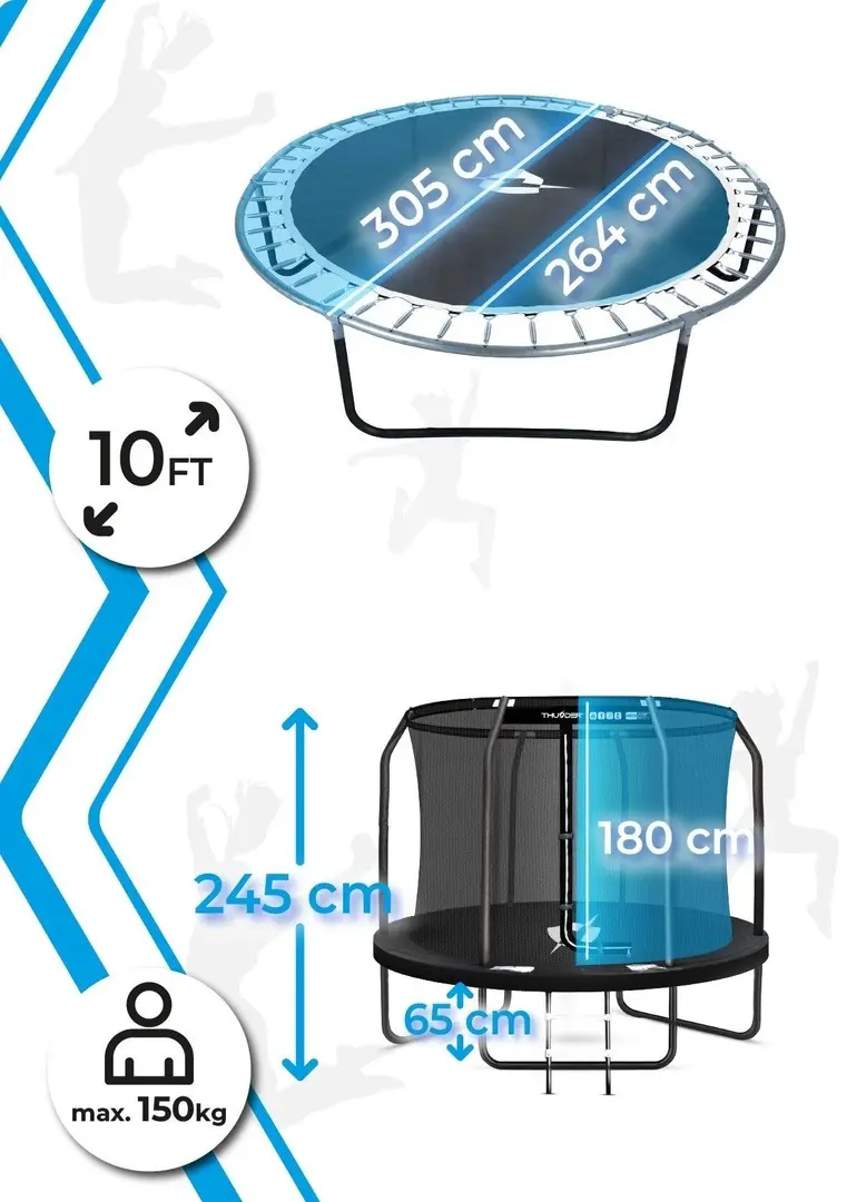 Батут с защитной сеткой Thunder Inside Elite 10FT 305cm (Black)