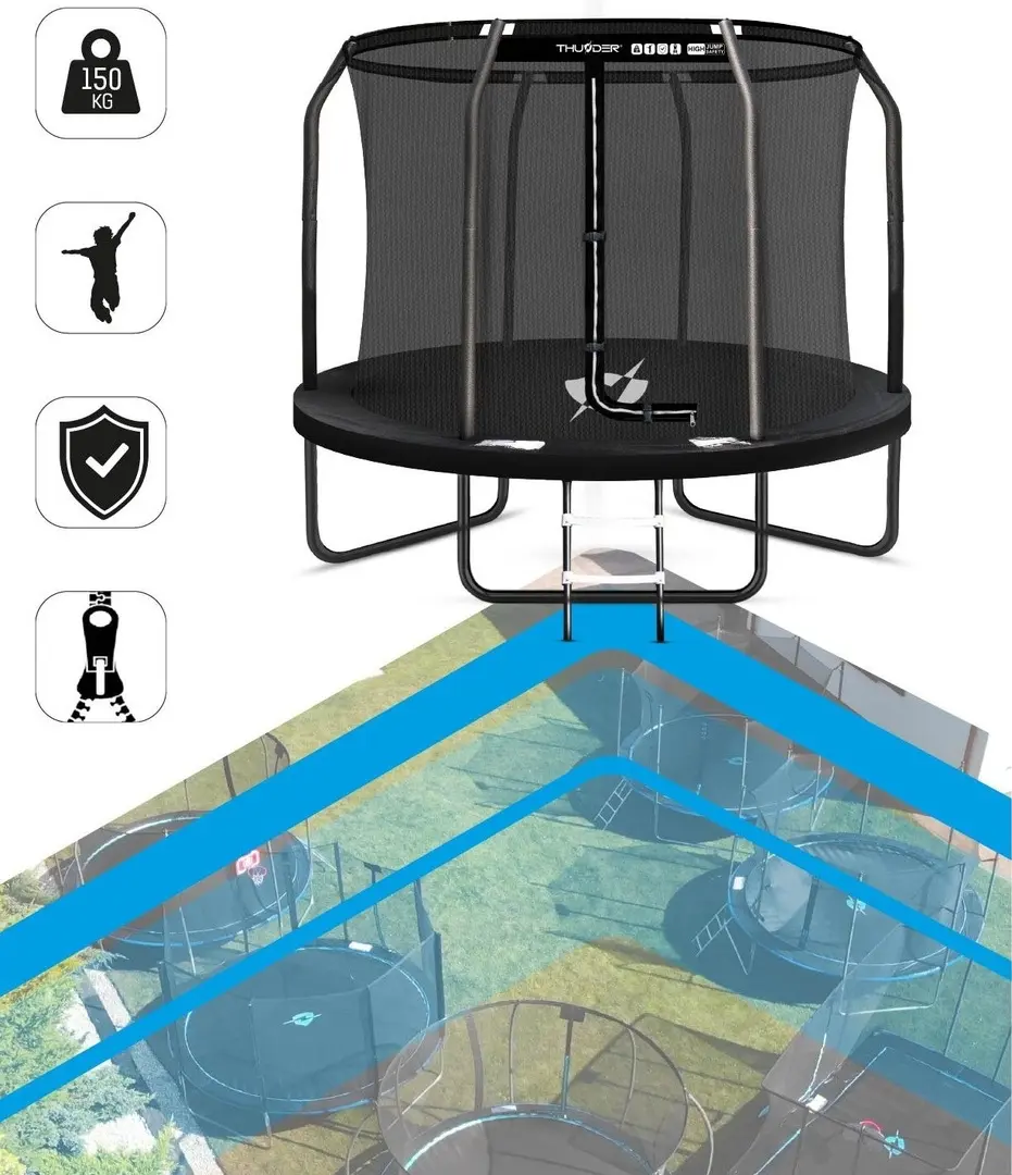 Trambulina cu plasa de protectie Thunder Inside Elite 12FT 366cm (Black)