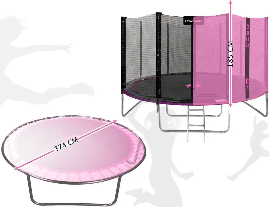 Батут с защитной сеткой Thunder Pro 374cm (Black/Pink) - 2