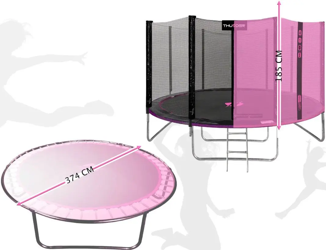 Trambulina cu plasa de protectie Thunder Pro 435cm (Black/Pink)