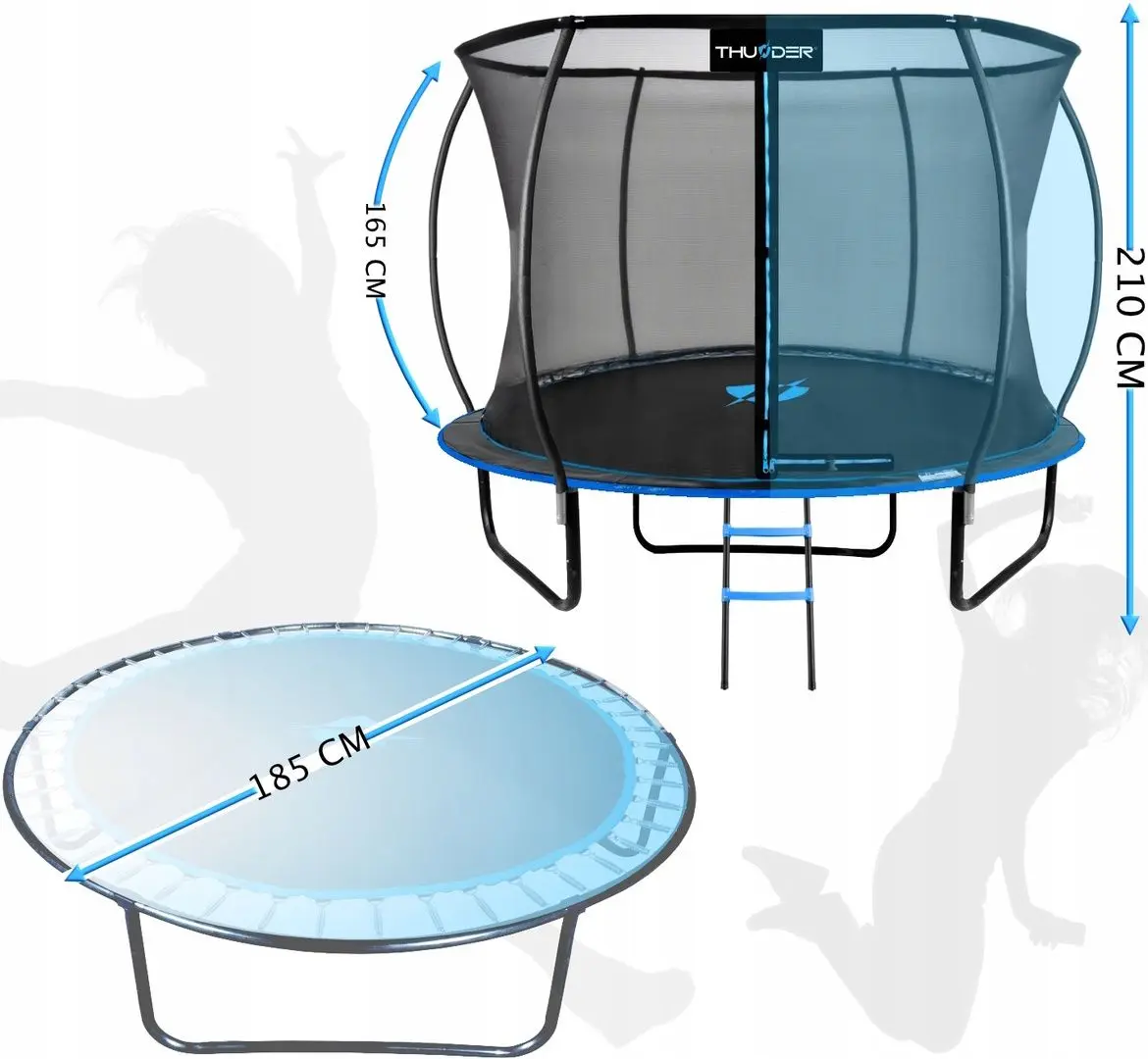 Trambulina cu plasa de protectie Thunder Ultra 185cm (Black/Blue)
