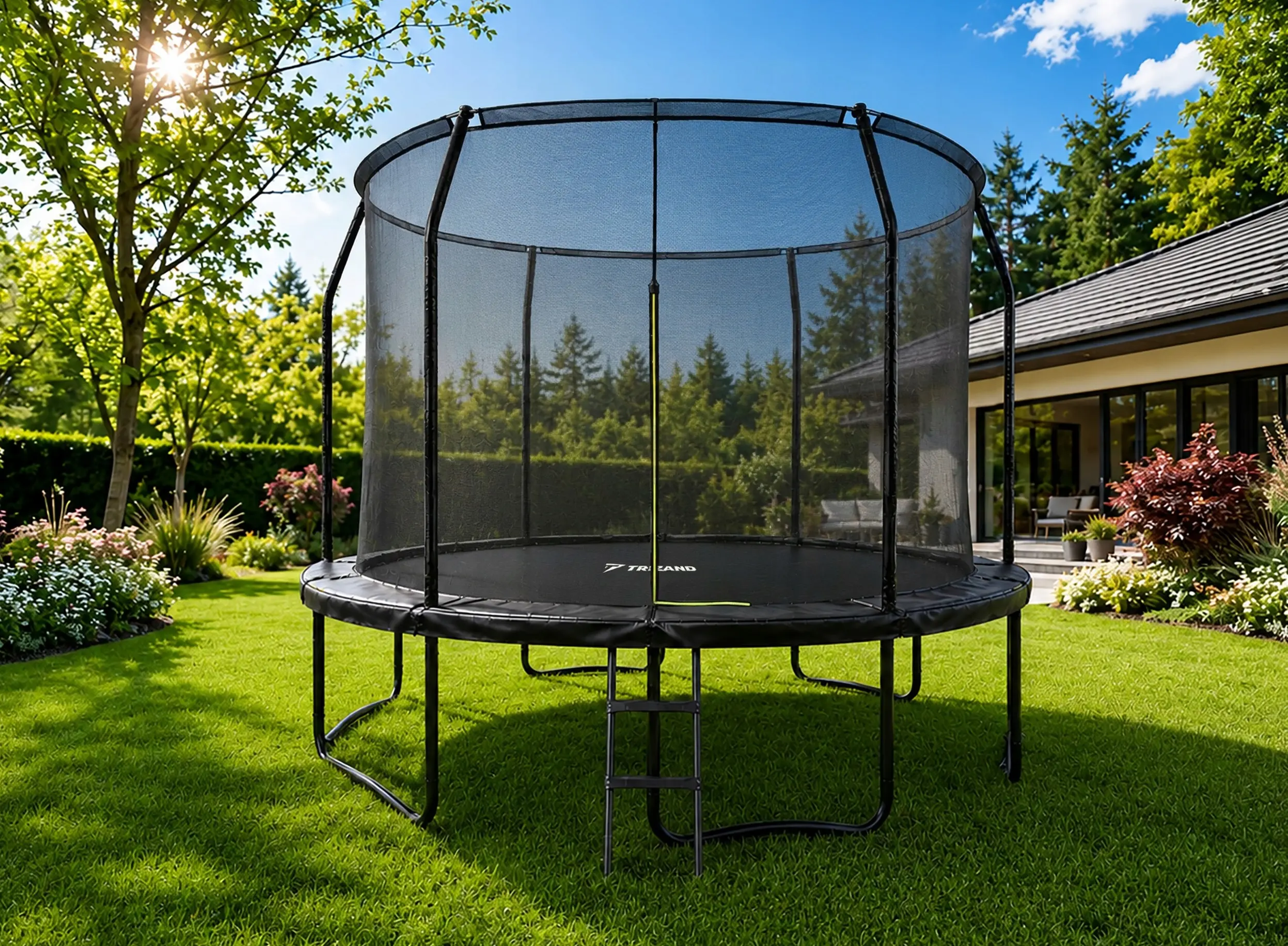 Батут с защитной сеткой Trizand Freestyle 366cm (Black) - 3